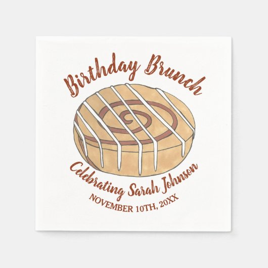 Cinnamon Roll Bun Pastry Birthday Party Brunch Serviette (Vorderseite)