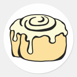 Cinnamon Roll Cartoon Design Runder Aufkleber