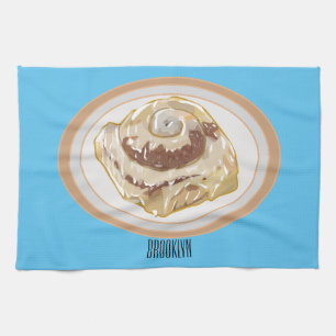 Cinnamon roll cartoon illustration geschirrtuch