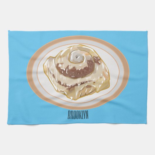 Cinnamon roll cartoon illustration geschirrtuch (Horizontal)