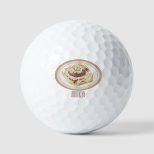 Cinnamon roll cartoon illustration  golfball