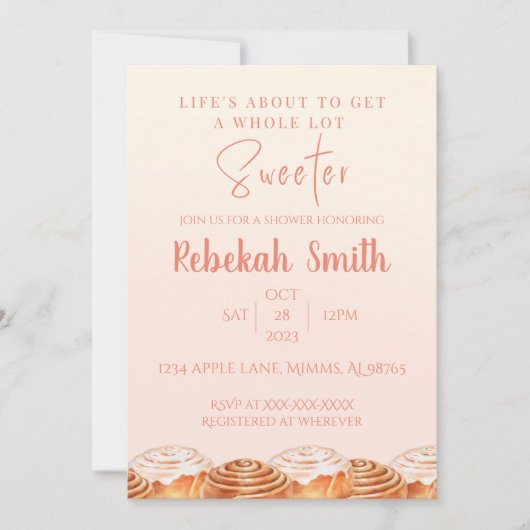 Cinnamon Roll Dusche Einladung (Vorderseite)