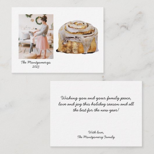 Cinnamon Roll Foto Weihnachtskarte Mitteilungskarte (Vorne/Hinten)