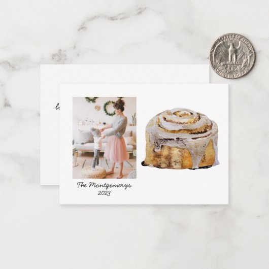 Cinnamon Roll Foto Weihnachtskarte Mitteilungskarte (Vorderseite/Rückseite Beispiel)
