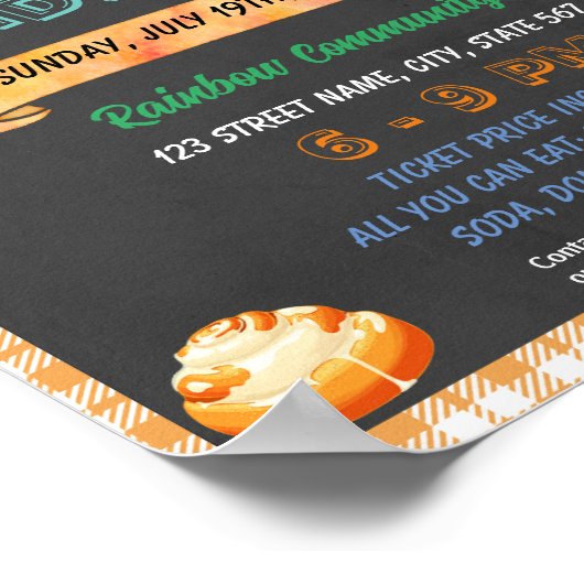 Cinnamon Roll Fundraiser Schulevent Template Poster (Ecke)