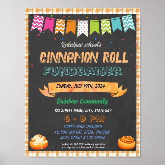Cinnamon Roll Fundraiser Schulevent Template Poster (Vorne)