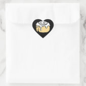 Cinnamon Roll Honey Bun Cartoon Design in Black Herz-Aufkleber (Tasche)