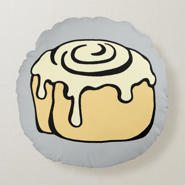 Cinnamon Roll Honey Bun Niedlich Funny Cartoon Gra Rundes Kissen (Vorderseite)