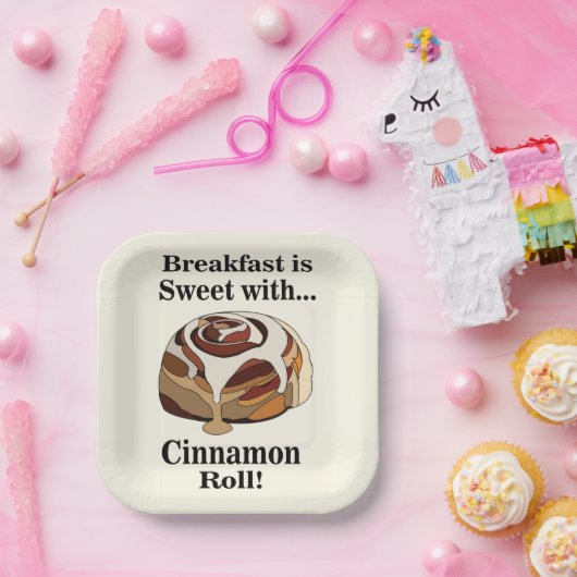 Cinnamon Roll Sweet Bun Breakfast Party Pappteller (Party)