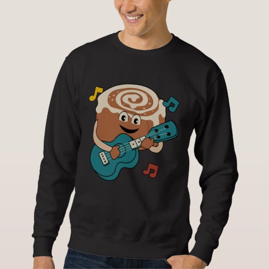Cinnamon Roll Ukulele Player Musician Clef Sweatshirt (Vorderseite)
