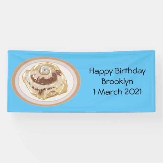 Cinnamon Rolle Cartoon Illustration Banner (Horizontal)