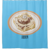 Cinnamon Rolle Cartoon Illustration Duschvorhang (Vorderseite)
