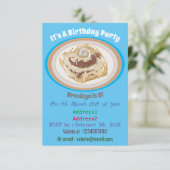 Cinnamon Rolle Cartoon Illustration Einladung (Stehend Vorderseite)