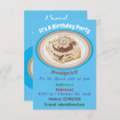 Cinnamon Rolle Cartoon Illustration Einladung (Vorne/Hinten)