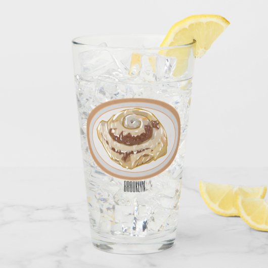 Cinnamon Rolle Cartoon Illustration Glas (Rückseite Ice)