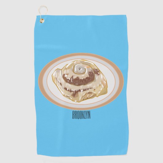 Cinnamon Rolle Cartoon Illustration Golfhandtuch (Vorderseite)