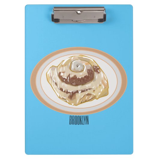 Cinnamon Rolle Cartoon Illustration Klemmbrett (Vorderseite)