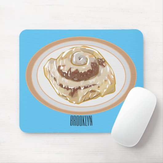 Cinnamon Rolle Cartoon Illustration Mousepad (Mit Mouse)