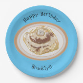 Cinnamon Rolle Cartoon Illustration Pappteller (Vorderseite)
