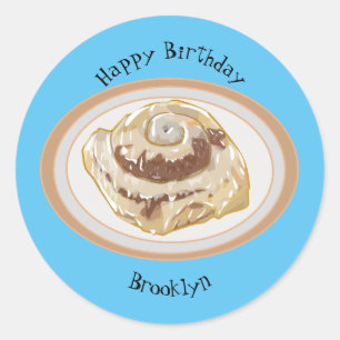 Cinnamon Rolle Cartoon Illustration Runder Aufkleber