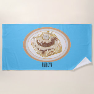 Cinnamon Rolle Cartoon Illustration Strandtuch