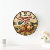 Cinnamon Rolls Coffee & Bakery Rustic Baking Gift Große Wanduhr (Zuhause)