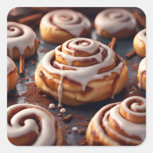 Cinnamon Rolls Quadratischer Aufkleber