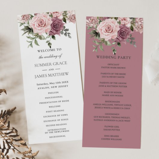 Cinnamon Rose Blush Blumengrün Boho Wedding Programm