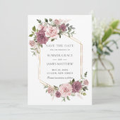 Cinnamon Rose Blush Blumengrün Boho Wedding Save The Date (Stehend Vorderseite)