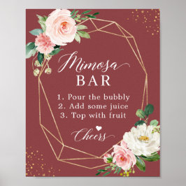 Cinnamon Rose Blush Brautparty Mimosa Bar Sign Poster