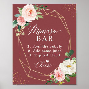Cinnamon Rose Blush Brautparty Mimosa Bar Sign Poster