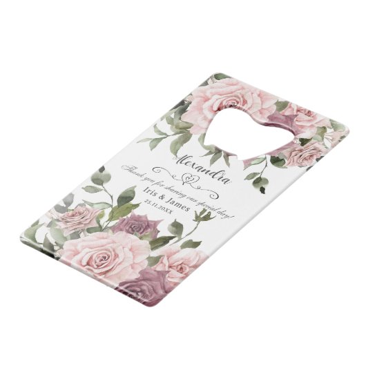 Cinnamon Rose Blush Gastgeschenk Hochzeit Geldbeutel Flaschenöffner (Vorderseite Schrägansicht)