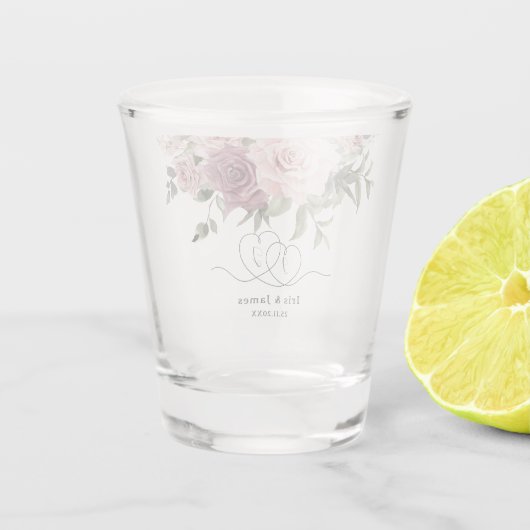 Cinnamon Rose Blush Gastgeschenk Hochzeit Schnapsglas (Rückseite)