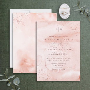 Cinnamon Rose Dusty Rose Gold Aquarellfarben Monog Einladung