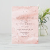 Cinnamon Rose Dusty Rose Gold Aquarellfarben Monog Einladung (Stehend Vorderseite)