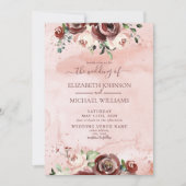 Cinnamon Rose Dusty Rose Gold Aquarellschrift Einladung (Vorderseite)