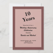 Cinnamon Rose Einladung zum 10. Hochzeitstag (Vorderseite)