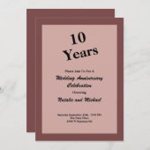 Cinnamon Rose Einladung zum 10. Hochzeitstag (Vorne/Hinten)