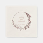 Cinnamon Rose elegante personalisierte Hochzeitsna Serviette (Vorderseite)