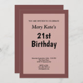 Cinnamon Rose Gerahmt Geburtstagsparty Einladung (Vorne/Hinten)