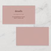 Cinnamon Rose Moderne Art Hochzeitsdetails Begleitkarte (Vorne/Hinten)