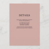 Cinnamon Rose Moderne Art Hochzeitsdetails Begleitkarte (Vorderseite)