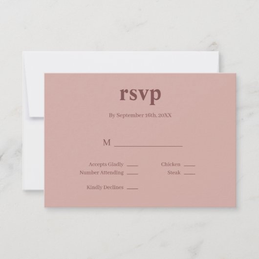 Cinnamon Rose Moderne Art Wedding RSVP Card (Vorderseite)