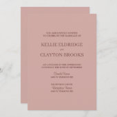 Cinnamon Rose Moderne Minimalistische Hochzeit Einladung (Vorne/Hinten)