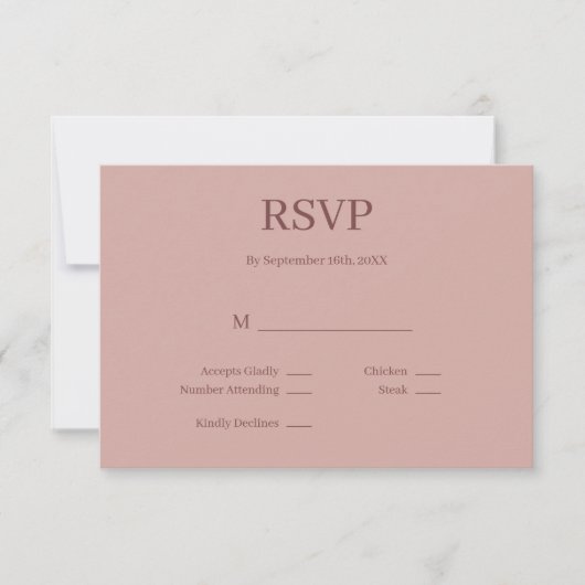 Cinnamon Rose Moderne Minimalistische Hochzeitskar RSVP Karte (Vorderseite)