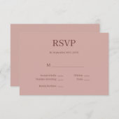 Cinnamon Rose Moderne Minimalistische Hochzeitskar RSVP Karte (Vorne/Hinten)