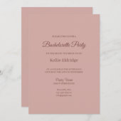 Cinnamon Rose Moderner Minimalistischer Junggeseli Einladung (Vorne/Hinten)