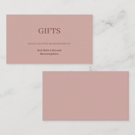 Cinnamon Rose Modernes Minimalistisches Geschenkre Begleitkarte (Vorne/Hinten)