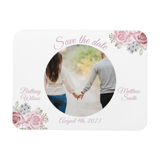 Cinnamon-Rose Save the Date Hochzeitsmagnet Magnet (Horizontal)
