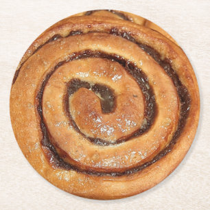 Cinnamon Snail Pastry Quirky Runder Pappuntersetzer
